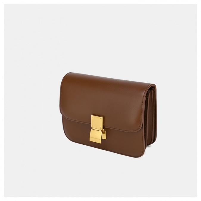 дизайнерская женская коричневая гладкая кожа маленькая сумка через плечо квадратная сумка 