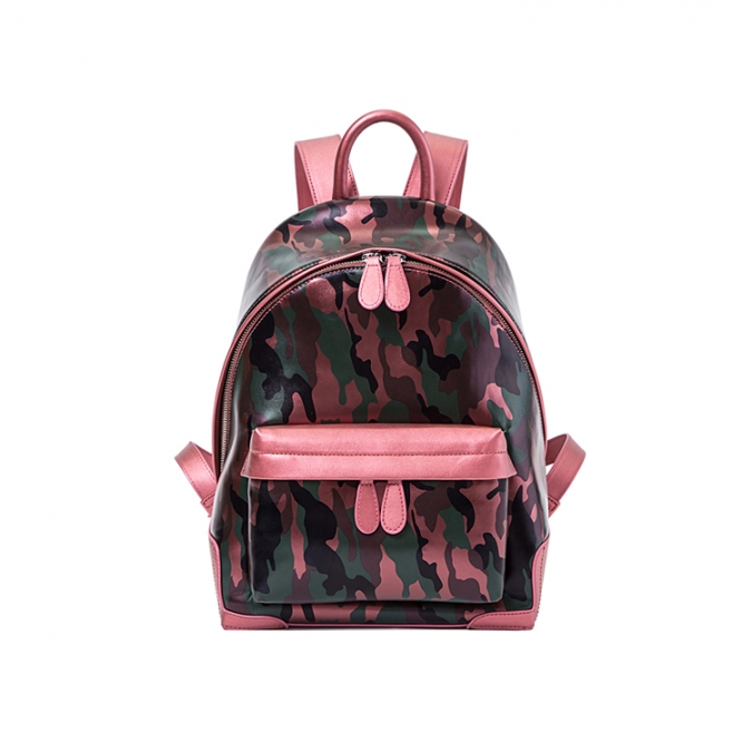 милый дизайн камуфляж розовый женский подлинный кожаный рюкзак школы 