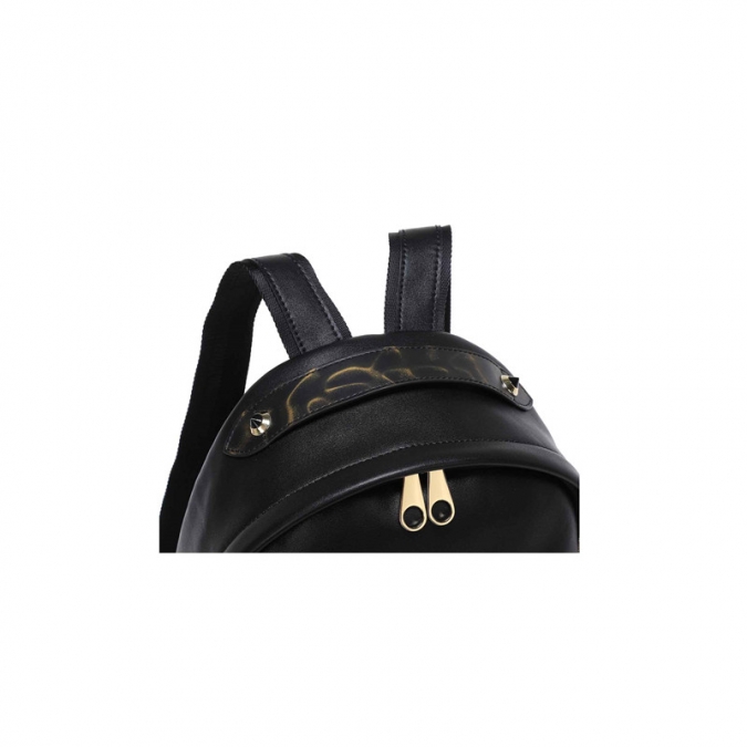 практичный дизайн женского багажа стиль черный кожаный рюкзак 